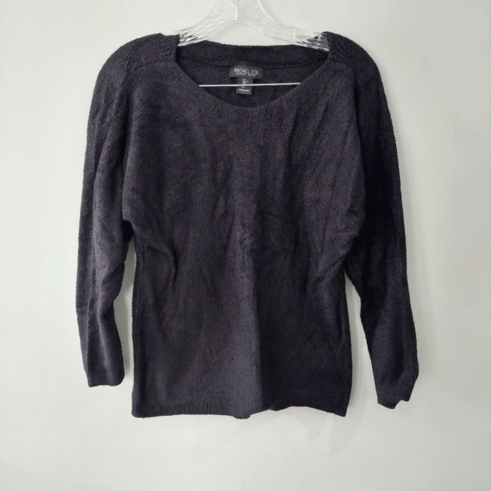 Rachel Zoe Sweater Large Black Long Sleeve Scoop Neck Very Soft